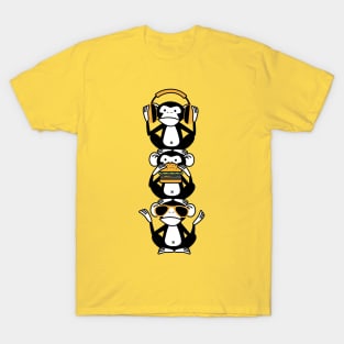 Three wise monkeys - 3 cute monkeys T-Shirt